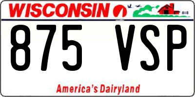 WI license plate 875VSP