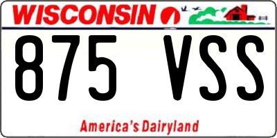 WI license plate 875VSS