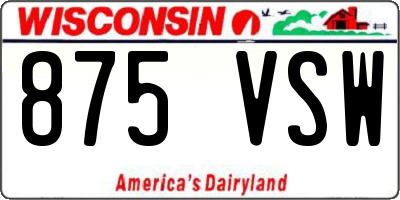 WI license plate 875VSW