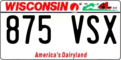 WI license plate 875VSX
