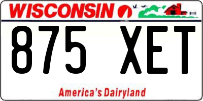 WI license plate 875XET