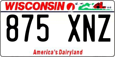 WI license plate 875XNZ