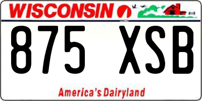 WI license plate 875XSB