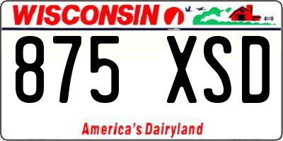 WI license plate 875XSD