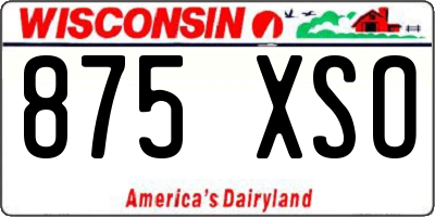 WI license plate 875XSO