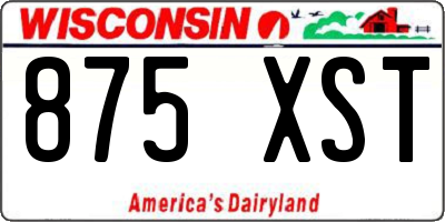 WI license plate 875XST