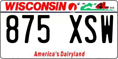 WI license plate 875XSW