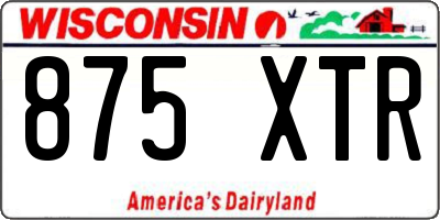 WI license plate 875XTR