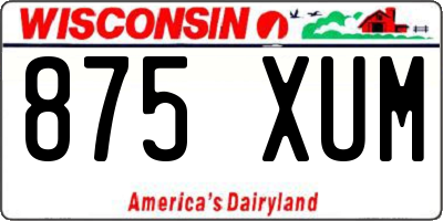 WI license plate 875XUM