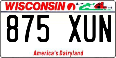 WI license plate 875XUN