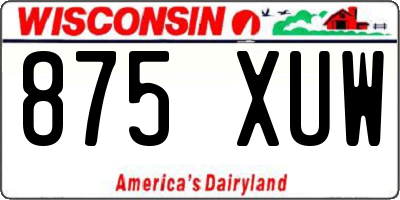 WI license plate 875XUW
