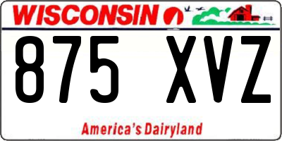 WI license plate 875XVZ