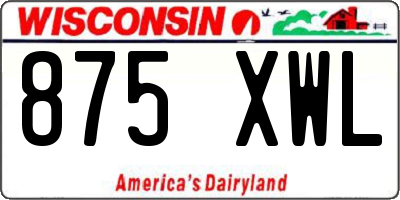 WI license plate 875XWL