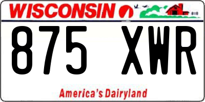 WI license plate 875XWR