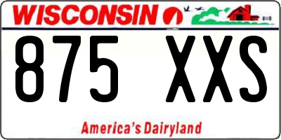WI license plate 875XXS