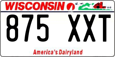 WI license plate 875XXT
