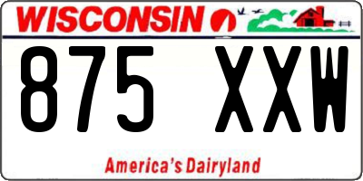 WI license plate 875XXW