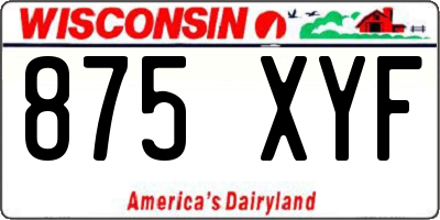 WI license plate 875XYF