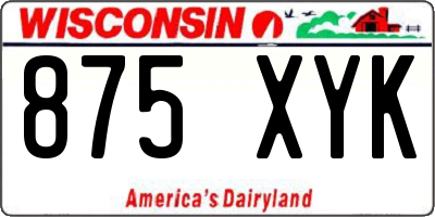 WI license plate 875XYK