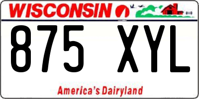 WI license plate 875XYL