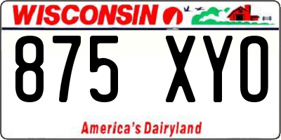 WI license plate 875XYO