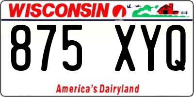 WI license plate 875XYQ