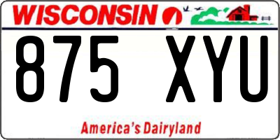 WI license plate 875XYU