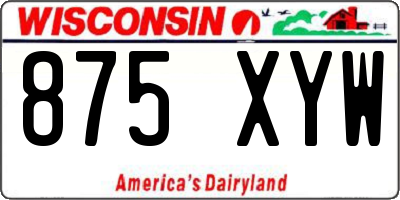 WI license plate 875XYW