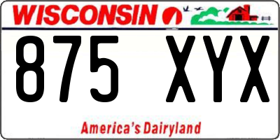 WI license plate 875XYX