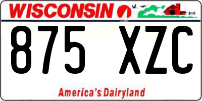 WI license plate 875XZC