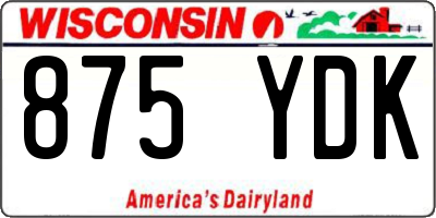 WI license plate 875YDK