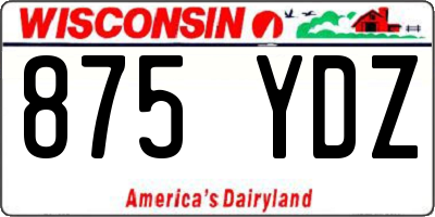 WI license plate 875YDZ