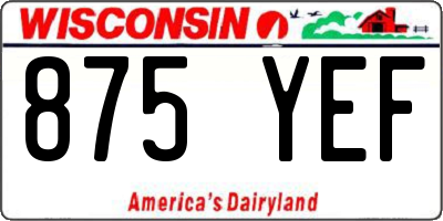 WI license plate 875YEF