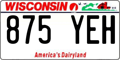 WI license plate 875YEH