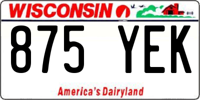 WI license plate 875YEK
