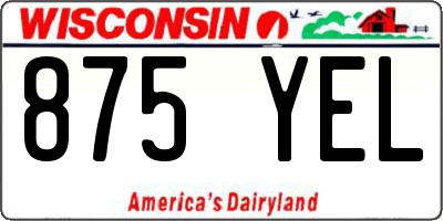 WI license plate 875YEL