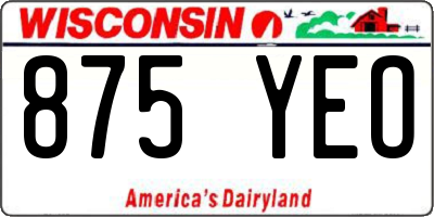 WI license plate 875YEO