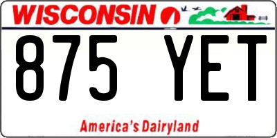 WI license plate 875YET