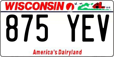 WI license plate 875YEV