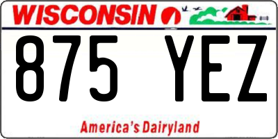 WI license plate 875YEZ