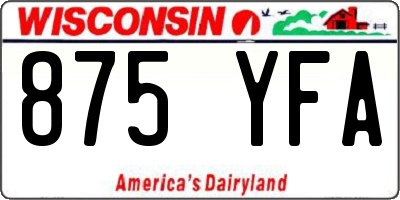 WI license plate 875YFA