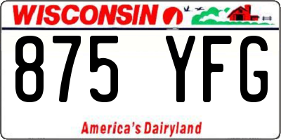 WI license plate 875YFG