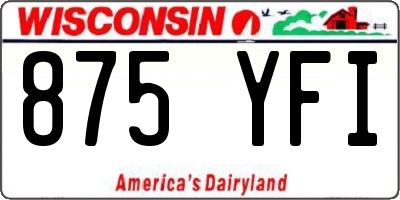 WI license plate 875YFI