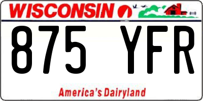 WI license plate 875YFR