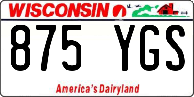 WI license plate 875YGS