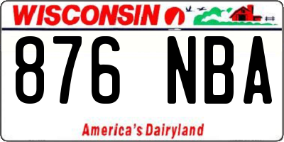 WI license plate 876NBA