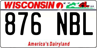 WI license plate 876NBL