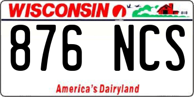 WI license plate 876NCS