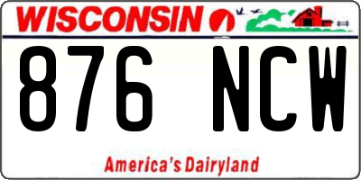 WI license plate 876NCW