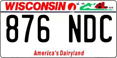 WI license plate 876NDC
